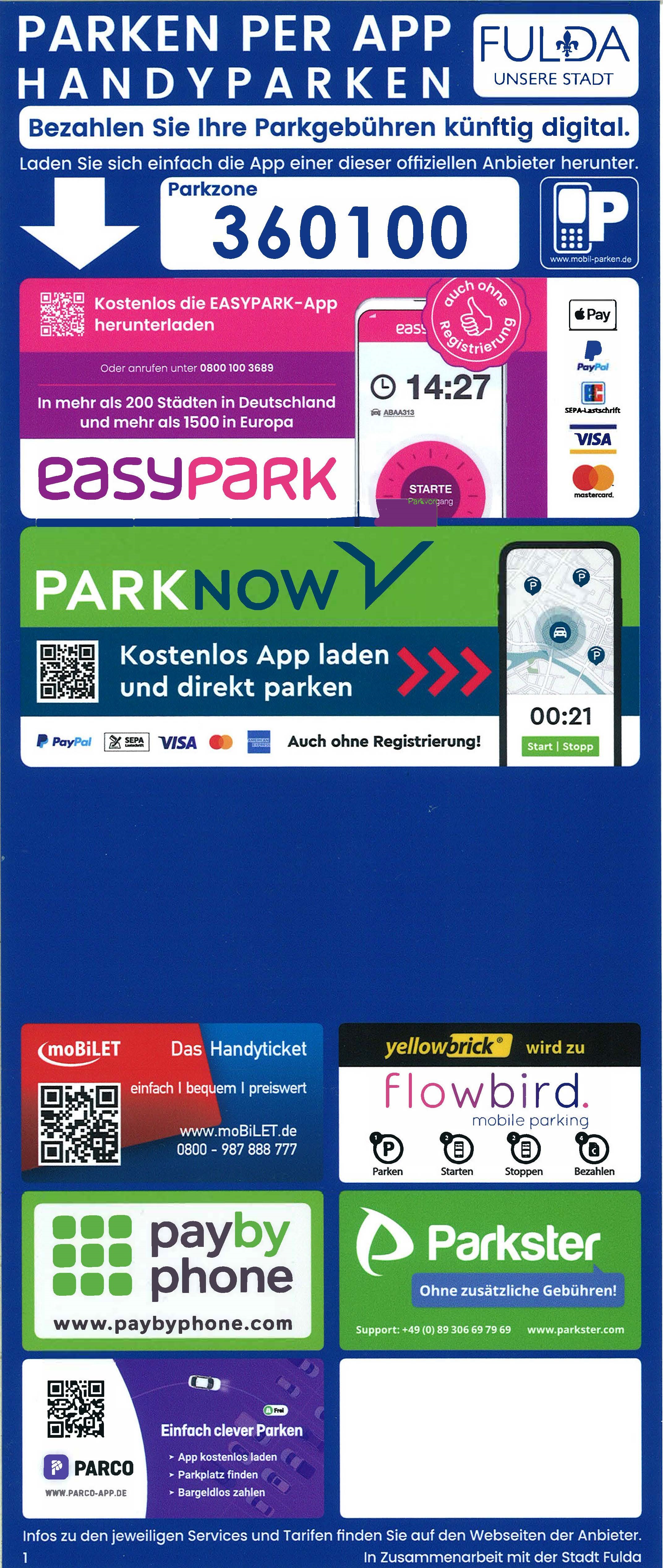 Stadt Fulda – Neu in Fulda: Parkgebühren mit dem Handy zahlen