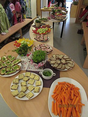 Feinschmeckerfrühstück mit regionalen Produkten und selbst gemachten vegetarischen Aufstrichen
